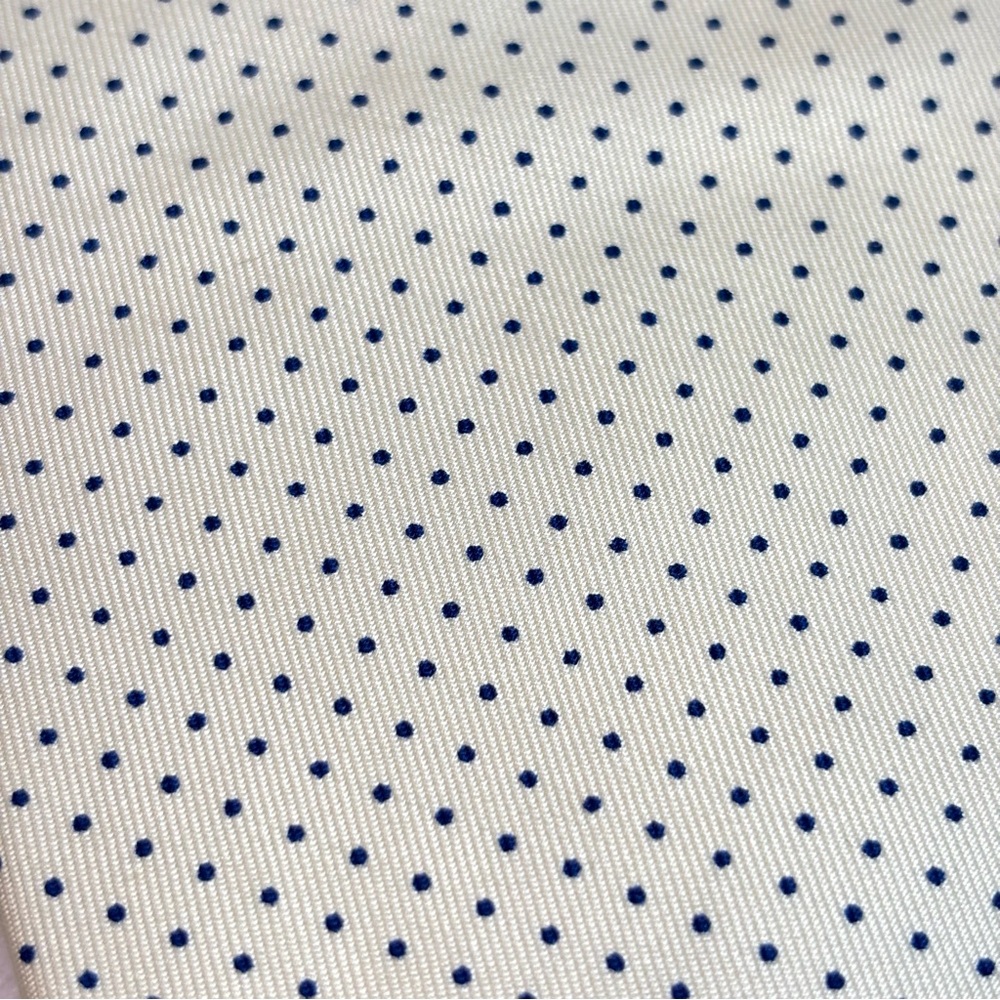 Vintage Givenchy Monsieur Handsome Silk Tie - Winter White w/ Navy Polka Dots - Picture 8 of 9